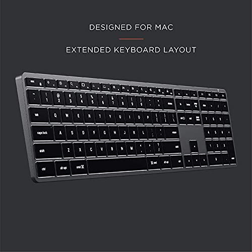 Satechi Slim X3 Bluetooth Backlit Keyboard with Numeric Keypad Illuminated Keys Like New