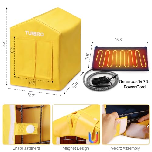 TURBRO Heated Cat House Outdoor Insulated Weatherproof Iron Shelter CH17A YELLOW Like New