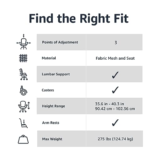 Amazon Basics Mesh Mid-Back Adjustable-Height 360-Degree Swivel Office Chair Like New