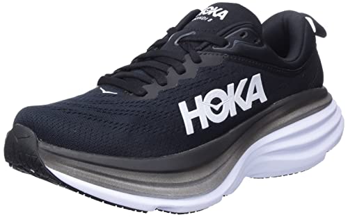 1127952 HOKA ONE WOMENS BONDI 8 - BLACK/WHITE - SIZE 8.5 - Like New