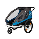 HAMAX TRAVELLER TWO SEAT CHILD BIKE TRAILER + STROLLER HAM400079 - BLACK/BLUE Like New