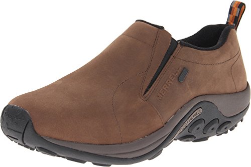 J52927W MERRELL MEN'S JUNGLE MOC NUBUCK WATERPROOF SLIP-ON BROWN SIZE 10 WIDE Like New