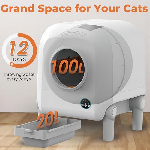 ZEACOTIO SELF CLEANING CAT LITTER BOX 120L X-LARGER AUTOMATIC CAT LITTER BOX Like New