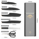 KITAJUN - 6 KITCHEN KNIFE SET STAINLESS STEEL BUILT-IN SHARPENING, XD6-TITANIUM Like New