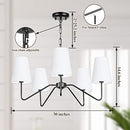 5-Light 30” Modern Chandelier with White Shades, Classic Pendant Ceiling Light Like New