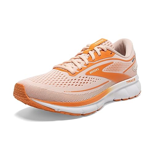 1203751B816 BROOKS WOMEN TRACE 2 NEUTRAL SHOE PALE PEACH/TANGERINE/WHITE SIZE 9 Like New