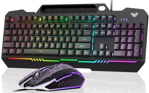 AULA Gaming Keyboard, T102 104 Keys Gaming Keyboard and Mouse - Scratch & Dent