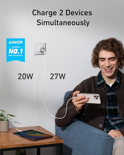 Anker 523 47W USB C Charger (Nano 3) 2 Port Compact Foldable GaN Fast Charger - Like New