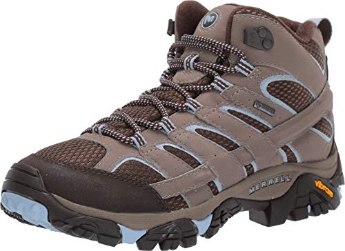 J99796 MERRELL WOMEN'S MOAB 2 MID GTX HIKING BOOT, SIZE 10.5, BRINDLE Like New