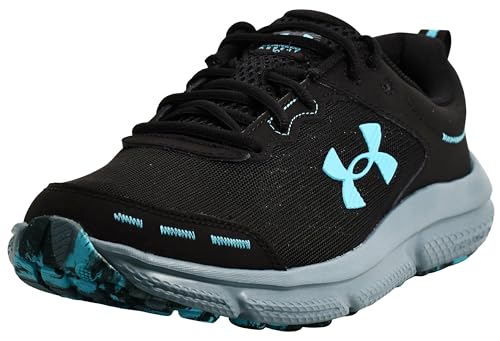 3026175 Under Armour Men Charged Assert 10 Black/Black/Blue Surf Size 12 Like New