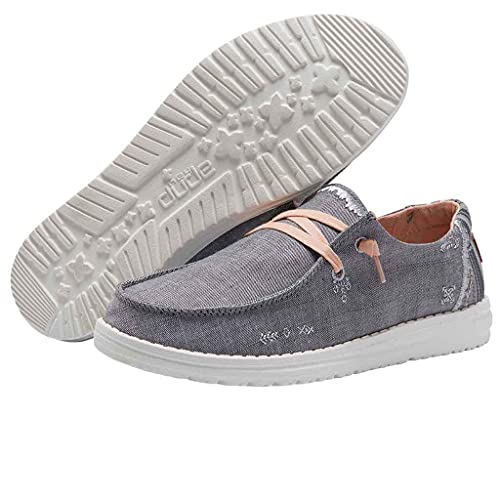 HEY DUDE WENDY SLIP-ON WOMEN'S 7 SHOE, GREY, SIZE 7 Like New