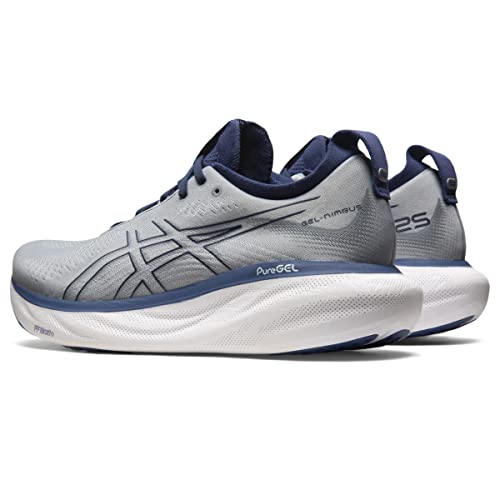 1011B547 ASICS MEN'S GEL-NIMBUS 25 RUNNING SIZE 10.5, SHEET ROCK/INDIGO BLUE - Like New