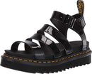 24192001 Dr. Martens Women Blaire Fisherman Sandal Black Patent Lamper Size 5 Like New