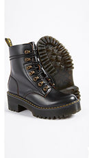 Dr. Martens Women's Leona Leather Heeled Boots Vintage Smooth Black Size 10 - Like New
