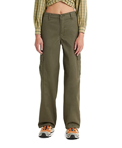 LEVI'S WOMEN'S MID-RISE 94'S BAGGY CARGO WIDE LEG JEANS SIZE 27X30 - ARMY GREEN - Brand New