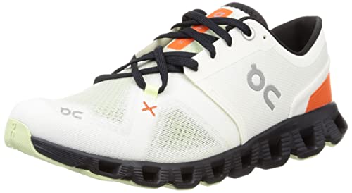 60.98699 On Men's Cloud X 3 Sneakers, Ivory/Flame, Size 9.5 - Like New