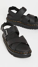 26799001 DR. MARTENS WOMEN'S VOSS II SANDAL BLACK HYDRO LEATHER SIZE 6 Like New