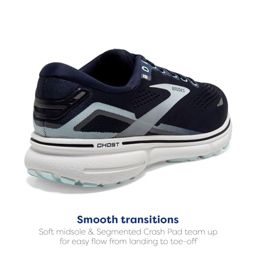 BROOKS WOMEN'S GHOST 15 NEUTRAL RUNNING SHOE - PEACOAT/PEARL/SALT AIR - SIZE 6 - Like New