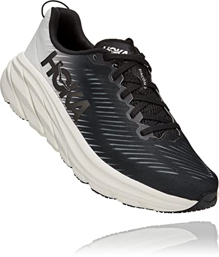 HOKA MEN'S RINCON 3 ROAD RUNNING SHOES - SIZE: MEN 9.5 - BLACK/WHITE - Like New