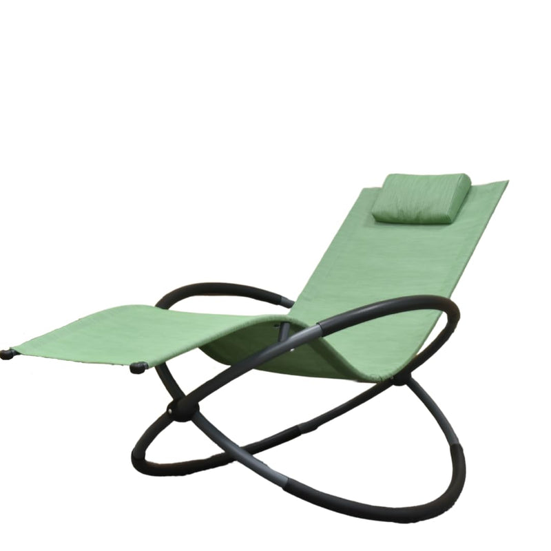 VIVERE ORBITAL ROCKING LOUNGER MADE PREMIUM PHIFERTEX OUTDOOR FABRIC OLIVE GROVE Like New