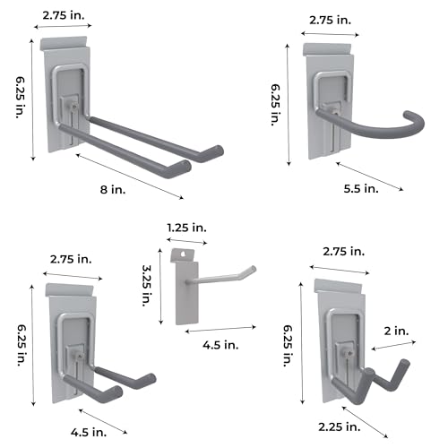 CROWNWALL SLAT WALL ACCESSORIES HEAVY DUTY STEEL HOOK KIT 20PCS, CW20-K - Silver - Like New