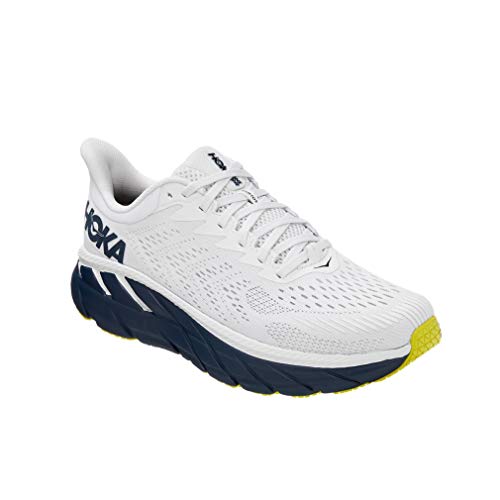 HOKA MENS CLIFTON 7 - BLANC DE BLANC/BLACK IRIS - SIZE 11 - Like New