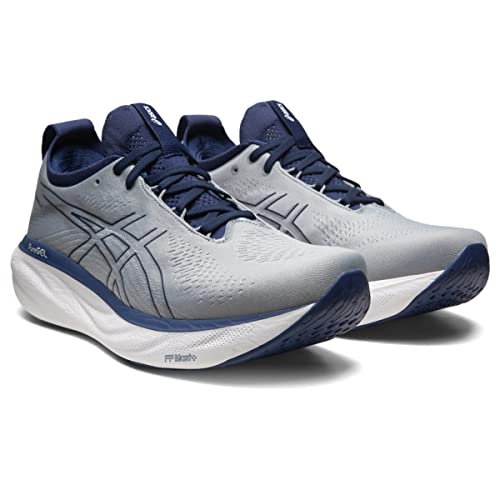 1011B547 ASICS MEN'S GEL-NIMBUS 25 RUNNING SIZE 10.5, SHEET ROCK/INDIGO BLUE - Like New
