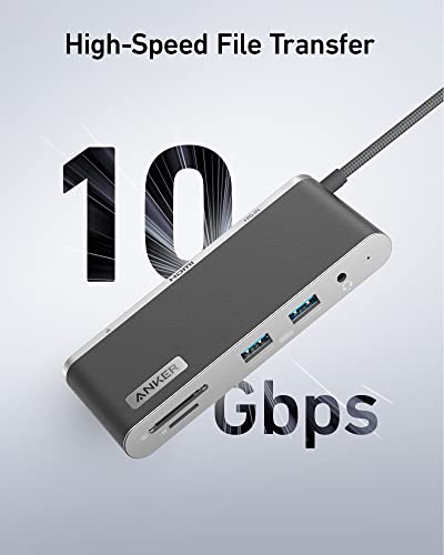 ANKER 655 USB-C HUB 8-IN-1 2 USB-A 10 GBPS DATA PORTS 100W A8382 - CHARCOAL GRAY - Like New