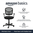Amazon Basics Mesh Mid-Back Adjustable-Height 360-Degree Swivel - Scratch & Dent