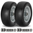 AREMAE 11X4.00-5" FLAT FREE LAWN MOWER TIRE ON WHEEL 2PC - BLACK - Like New