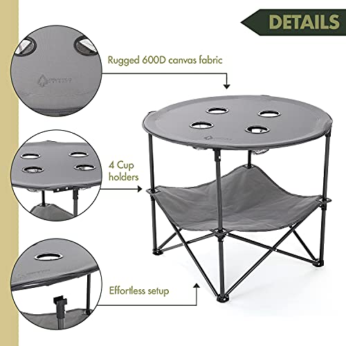 ARROWHEAD OUTDOOR 28” (71cm) Heavy-Duty Portable Folding Table, 4 Cup Holders Like New