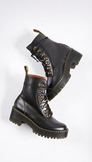Dr. Martens Women's Leona Leather Heeled Boots Vintage Smooth Black Size 10 - Like New