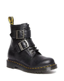 31033001 DR. MARTENS 1460 Buckle Pull Up Leather Lace Up Boots BLACK SIZE 6 Like New