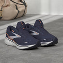 BROOKS MEN'S GHOST 15 NEUTRAL RUNNING SIZE: MEN 10 PEACOAT/BLUE/ORANGE POP - Like New