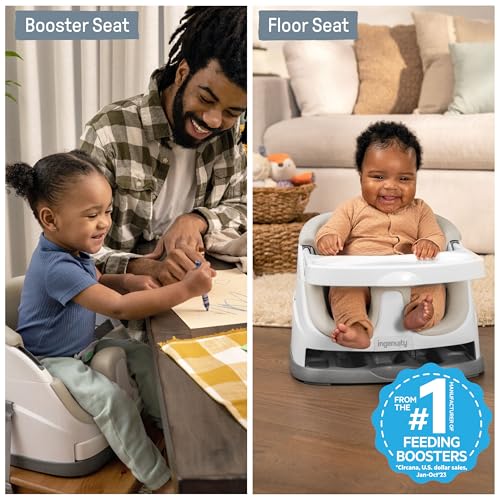 INGENUITY BABY BASE 2-IN-1 BOOSTER FEEDING AND FLOOR SEAT SELF-STORING CASHMERE - Like New