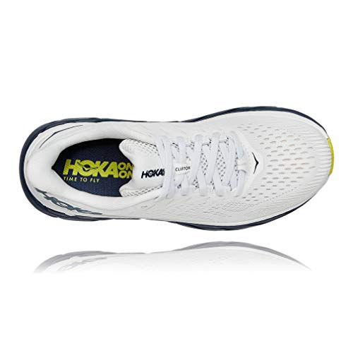 HOKA MENS CLIFTON 7 - BLANC DE BLANC/BLACK IRIS - SIZE 11 - Like New