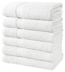 SIMPLY LOFTY 100% COTTON BATH TOWELS SET OF 6 ULTRA SOFT RING SPUN - WHITE - Brand New