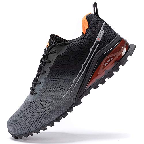 Kricely Men's Trail Running Shoes Fashion Walking Hiking Sneakers Grey - Like New