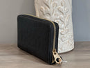 COACH LONG ZIP AROUND WALLET IN SIGNATURE LEATHER - CCL35 - GOLD/BLACK - Like New