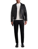 KARL LAGERFELD Exposed Zippers and Studs Biker Leather Jacket Men's Black S - Like New