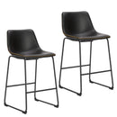 NEWBULIG COUNTER HEIGHT BARSTOOLS WITH LEATHER BACK SET OF 2 26" - BLACK - Like New