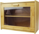 HOME BASICS 2 Tier Bamboo Bread Box Peek Acetate Window BB37221 - Natural Like New