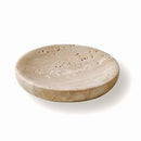 PHINILUX ROUND TRAVERTINE TRAY FOR JEWELRY MARBLE TRINKET DISH TRAY - BEIGE - Like New