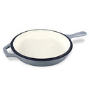 CHEFVENTIONS 10" ROUND CAST IRON SKILLET HEAVY DUTY ENAMELED - GRAY - Like New