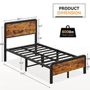 IDEALHOUSE TWIN BED FRAME VINTAGE WOOD HEADBOARD PHO-OWDRCYRM - RETRO BROWN - Like New