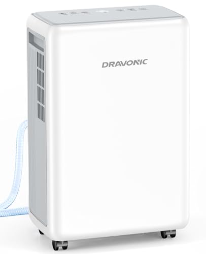 DRAVONIC 2000 SQ. FT DEHUMIDIFIER FOR BASEMENT, 30 PINT, 3 MODES, WHITE - Like New