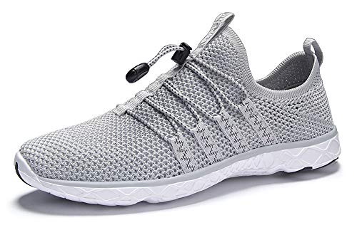 DLGJPA WOMEN'S LIGHTWEIGHT QUICK DRYING AQUA WATER SHOES - SIZE 7.5, LIGHT GRAY - Like New