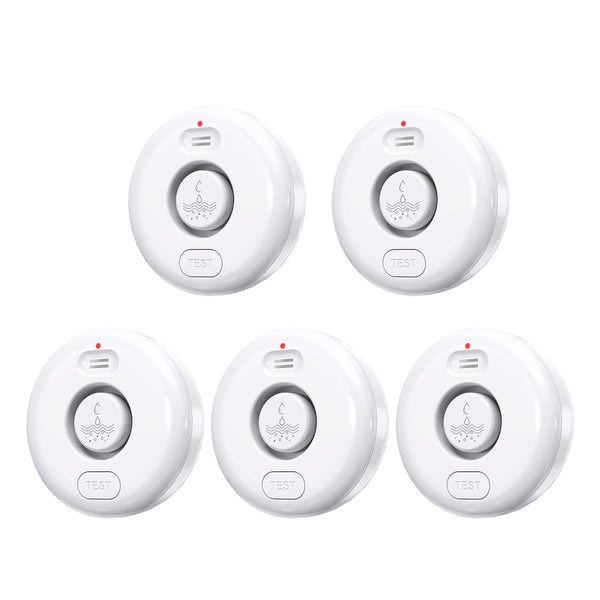 FANSITC WATER LEAK DETECTORS 5 PACK 120DB LOUD WATER LEAK SENSOR - WHITE New