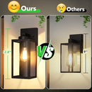 BESLOWE OUTDOOR WALL LIGHT FIXTURES E26 SOCKETS GLASS SHADES 2-PACK - BLACK - Like New