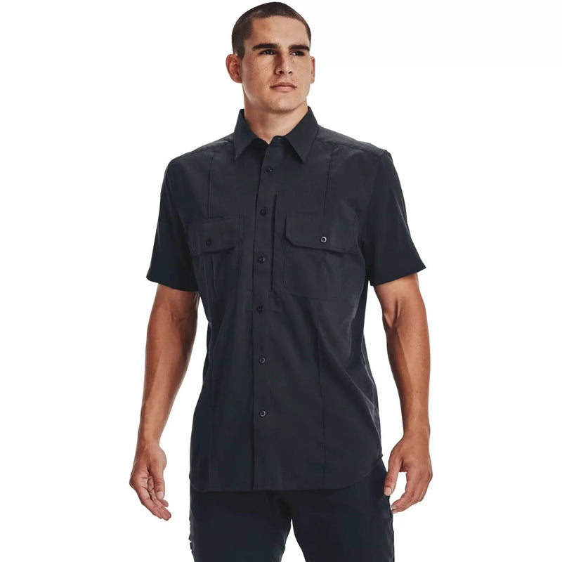 UNDER ARMOUR MEN'S CLASS B SHORT SHORT SLEEVE BUTTON DOWN - MEDIUM- DARK NAVY - Like New